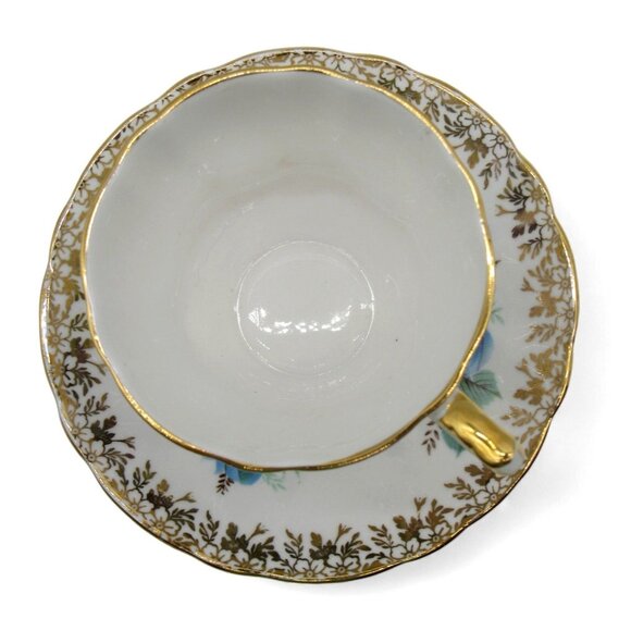 WINDSOR Blue Floral Teacup and Saucer England Vintage - Picture 7 of 11